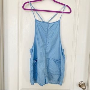 Aerie Chambray Light Blue Overalls with Pockets